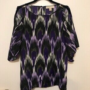 Michael kors purple blouse geometric cold shoulder top size S business meeting